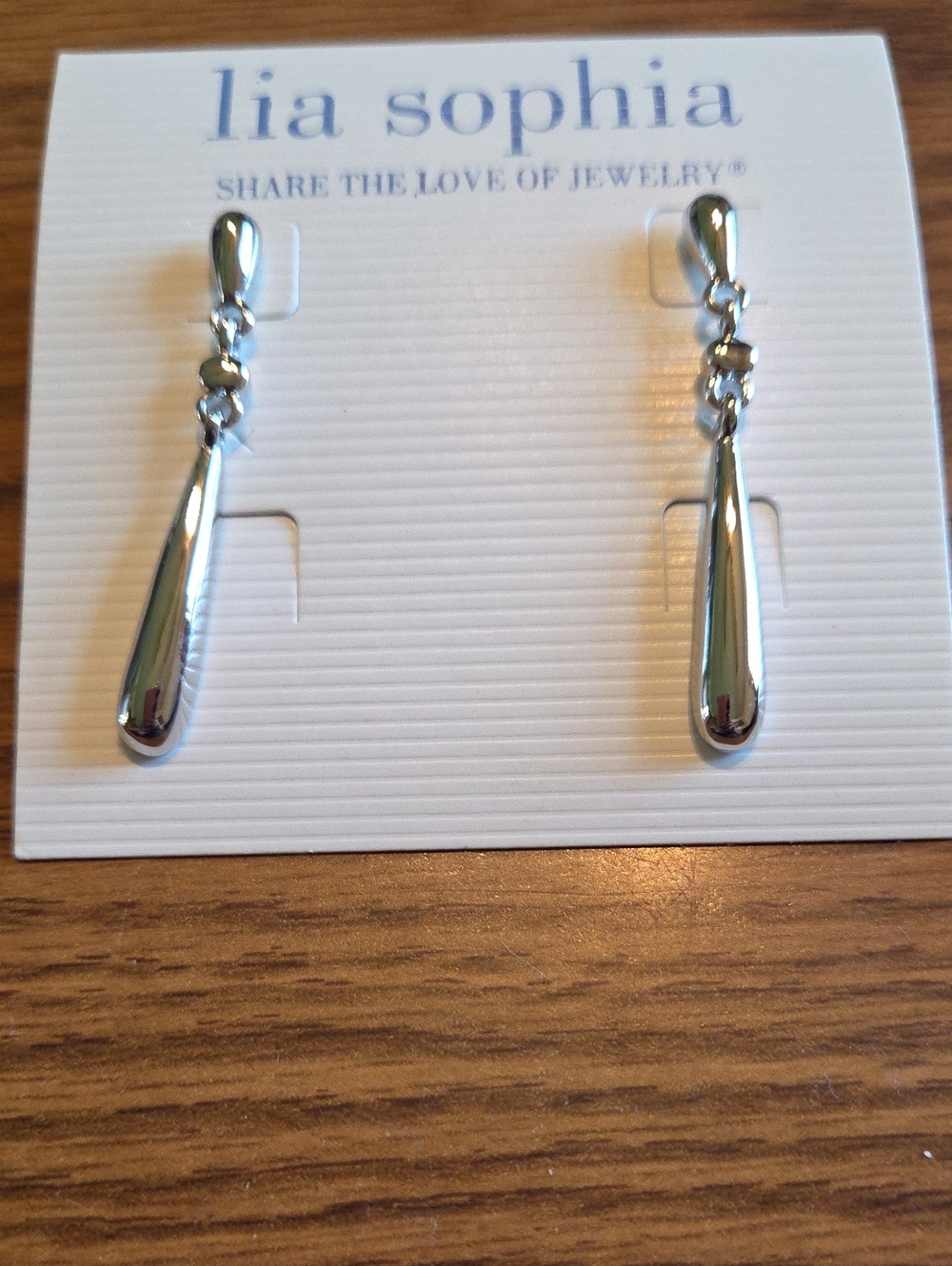Lia Sophia Shiny Silver Teardrop Dangle Earrings